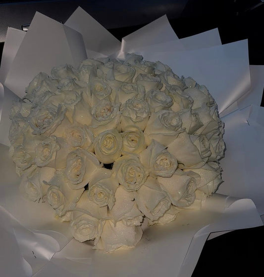 50 Count White Roses